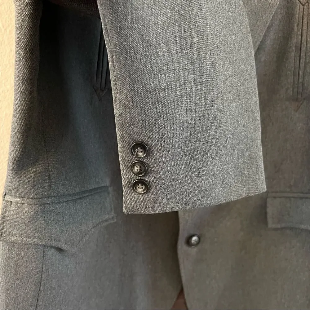 Circle S Western Blazer Men 44R Gray Cowboy Rodeo Jacket Office Rockabilly USA